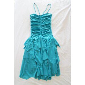 Moda International Turquoise Ruffle Rouched Tube Dress Size XS Salsa Y2K